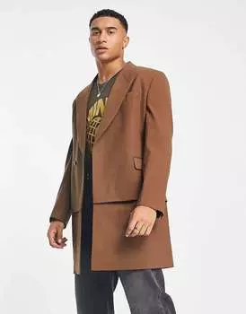 Светло-коричневый пиджак с юбкой ASOS