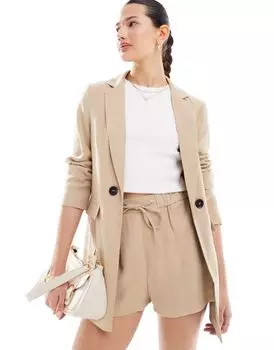 Светло-коричневый пиджак свободного кроя Miss Selfridge Soft Touch — часть комплекта