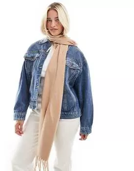 Светло-коричневый плетеный шарф с бахромой ASOS DESIGN