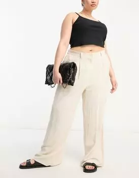 Светло-льняные брюки для папы ASOS DESIGN Curve ASOS