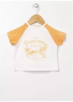 Светло-оранжевая футболка с круглым вырезом и короткими рукавами для маленьких девочек 22SG-52 Mammaramma, оранжевый