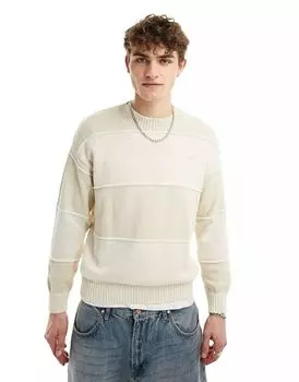 Светло-песочный вязаный джемпер с окантовкой Pull&Bear