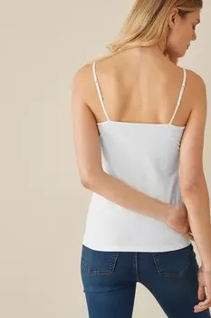 Светло- приталенная блузка на бретелях и широком вырезе Gap, белый
