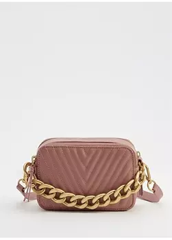 Светло-розовая кожаная женская сумка через плечо на молнии Les Visionnaires