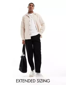 Светло-розовая куртка-рубашка в рубчик с воротником с лацканами ASOS DESIGN