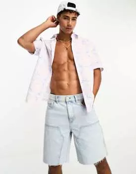 Светло-розовая рубашка с воротником-стойкой River Island