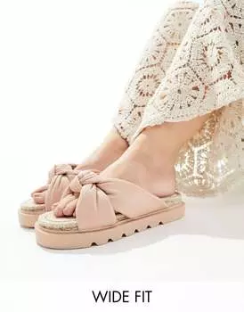 Светло-розовые эспадрильи с перекрестными ремешками ASOS DESIGN Wide Fit Jemima