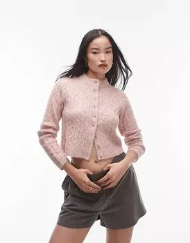 Светло-розовый кардиган тонкой вязки Topshop