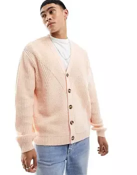 Светло-розовый кардиган в рубчик с лакированным принтом ASOS DESIGN