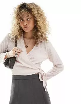 Светло-розовый топ из сирсакера JDY с запахом