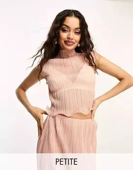 Светло-розовый топ с плиссированной оборкой и подолом River Island