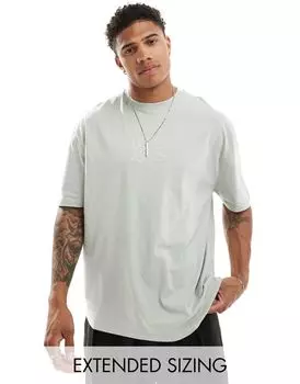 Светло-серая футболка оверсайз с принтом херувима на груди ASOS DESIGN