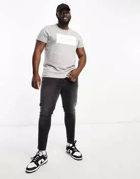 Светло-серая футболка с логотипом FCUK Plus French Connection