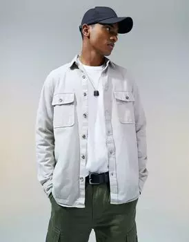 Светло-серая хлопковая куртка-рубашка ASOS