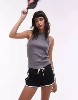 Светло-серая майка в рубчик Topshop