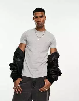 Светло-серая меловая футболка с круглым вырезом French Connection