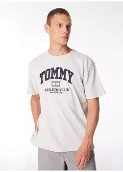 Светло-серая мужская футболка с принтом DM0DM18557PJ4 Tommy Jeans, серый