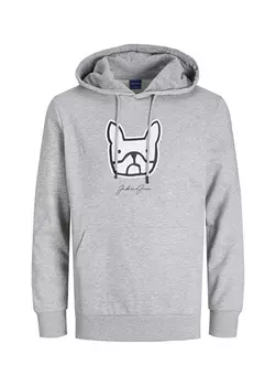 Светло-серая мужская толстовка с воротником с капюшоном Jack & Jones