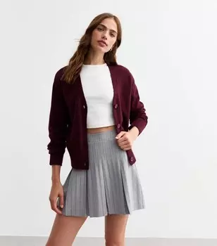 Светло-серая плиссированная мини-юбка в тонкую полоску New Look, светло-серый