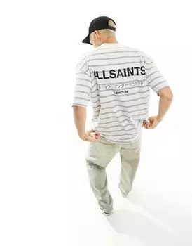Светло-серая полосатая футболка оверсайз AllSaints Underground