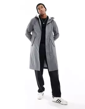 Светло-серая прорезиненная куртка-дождевик ASOS DESIGN