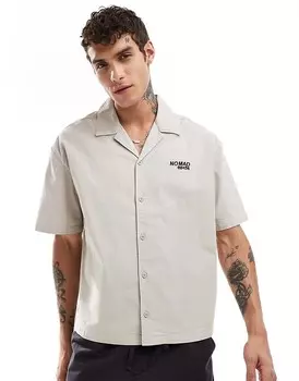 Светло-серая рубашка свободного кроя Bershka Nomad