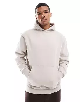 Светло-серо-бежевый худи премиум-класса ASOS DESIGN, плотность 400 г/м