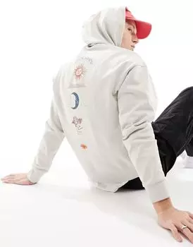 Светло-серое худи оверсайз с принтом ASOS DESIGN