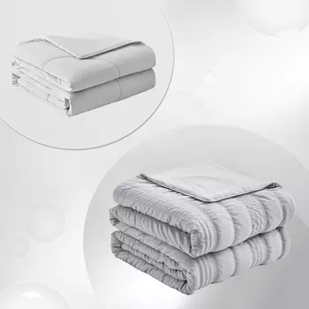 Светло-серое охлаждающее одеяло из хлопчатобумажной ткани размера «queen-size» 90*90 дюймов и светло-серое охлаждающее одеяло размера «queen-size» 90*90 Cozy Bliss