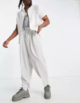 Светло-серые элегантные брюки-баллоны ASOS DESIGN