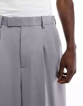Светло-серые элегантные широкие брюки ASOS