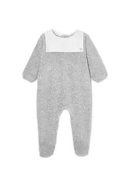 Светло-серые бархатные комбинезоны для новорожденных мальчиков Jacadi Paris