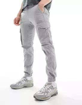Светло-серые брюки карго с манжетами Jack & Jones