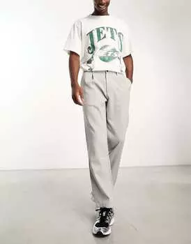 Светло-серые брюки прямого кроя Bershka