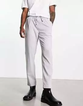 Светло-серые брюки узкого кроя Pull&bear
