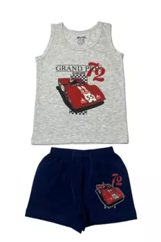 Светло-серые хлопковые шорты с принтом и рисунком для мальчиков, комплект из верхней и нижней части 83032 TOLIN