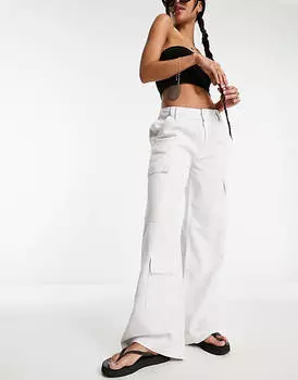 Светло-серые мягкие свободные брюки карго ASOS DESIGN