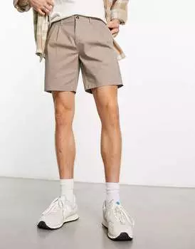 Светло-серые плиссированные шорты средней длины ASOS
