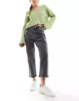 Светло-серые прямые джинсы New Look