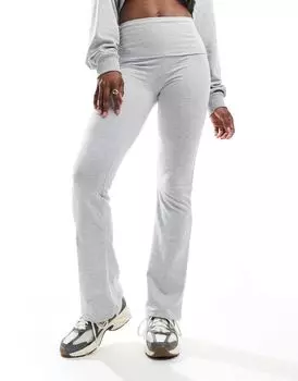 Светло-серые расклешенные брюки из джерси Pull&Bear