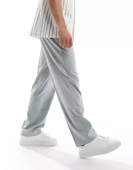 Светло-серые свадебные брюки прямого кроя ASOS DESIGN