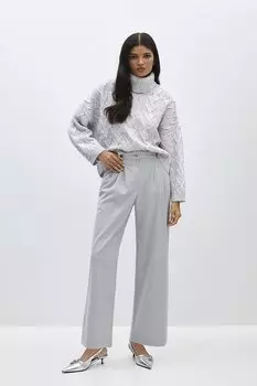 Светло-серые тканые брюки с тремя складками Pieces of Melon