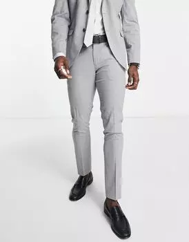 Светло-серые узкие эластичные костюмные брюки Selected Homme