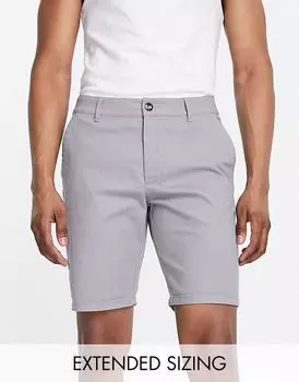 Светло-серые узкие шорты чинос средней длины ASOS DESIGN