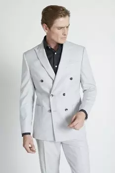 Светло-серый фланелевой костюм с приталенным жакетом MOSS, серый