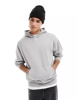 Светло-серый худи оверсайз New Look