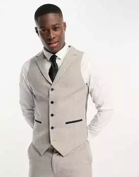 Светло-серый костюмный жилет узкого кроя из смеси шерсти Harry Brown Wedding