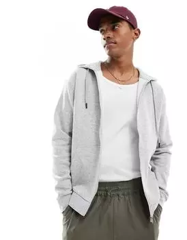 Светло-серый меланжевый худи на молнии Jack & Jones