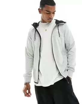 Светло-серый меланжевый худи на молнии Jack & Jones