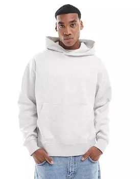 Светло-серый меланжевый тяжелый худи оверсайз Jack & Jones Premium